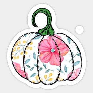 Floral Pink Flower Halloween Pumpkin Sticker